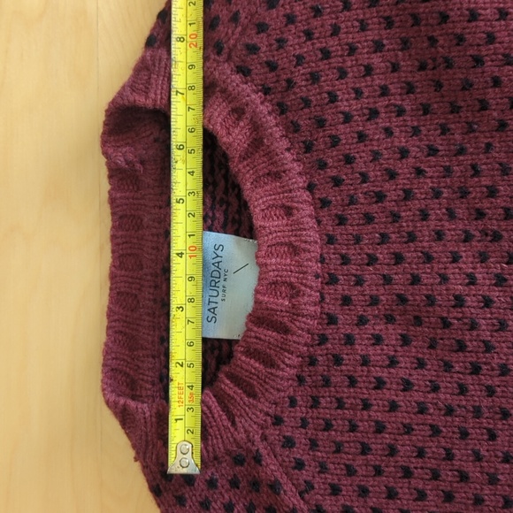 Saturdays NYC Surf Sweater, Burgundy & Black 100% Wool, Size M EUC - Picture 9 of 10